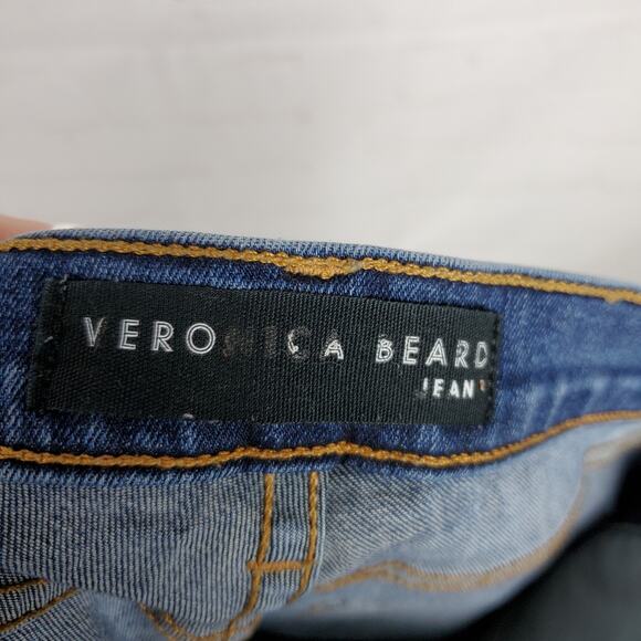 Veronica Beard Jeans Kate 10" Skinny Ankle Frayed Raw Hem Size 27 Blue Stretch - Picture 8 of 14